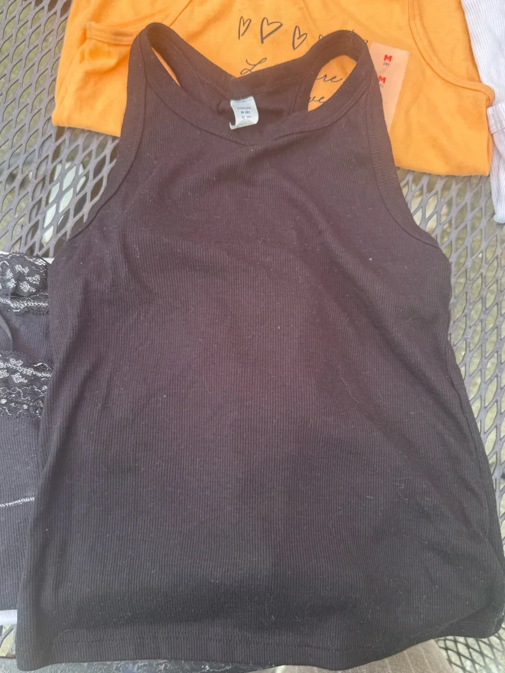 Mix of Girl’s Tank Tops - White, Black & Orange size 8